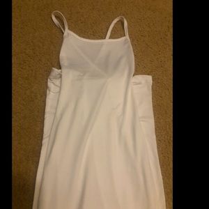 Strip white maxi dress